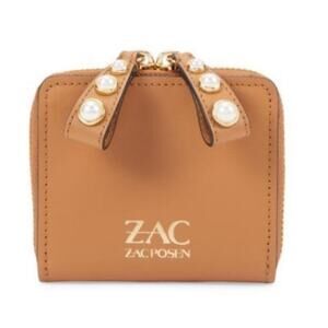 NWT Zac Posen Eartha Pearl Lady Zipped Small Leather Wallet - Brown